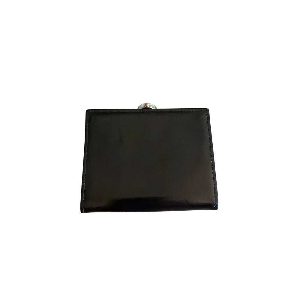 Lovcat Wallet Black Heart Embossed Trifold Kiss Lock Romantic Coquette Leather